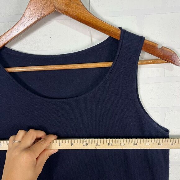 Eileen Fisher Womens Top size Petite Medium Navy Blue Silk Cashere blend - Picture 5 of 10